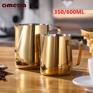 350ML/600ML เหยือกตีฟองนม Gold พิชเชอร์ ถ้วยตีฟองนม สแตนเลส Stainless Milk Pitcher สเตนเลส311 QQEI G1ER