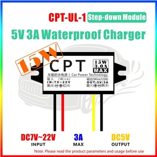 🔥ถูกสุด🔥อุปกรณ์แปลงสัญญาณ DC / DC 12V to 5V 3A 15W สำหรับติดรถยนต์ 1 ชิ้น