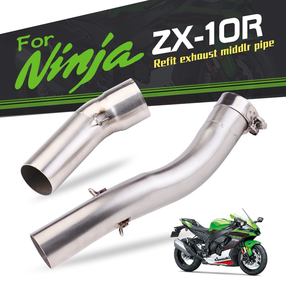 เหมาะสําหรับคาวาซากิ NINJA ZX10R ไทเทเนียมอัลลอยส่วนกลางการปรับเปลี่ยนท่อไอเสีย