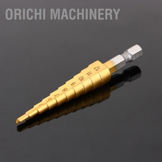 Orichi Machinery Hss Ti Step Drill Bits ชุดเครื่องมือสว่านไฟฟ้าโลหะ 3`12 มม.