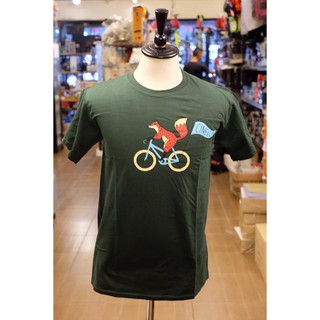 (ลดล้างสต๊อก) เสื้อยืด CINELLI T SHIRT สีเขียวลายแร็กคูนปั่นจักรยาน