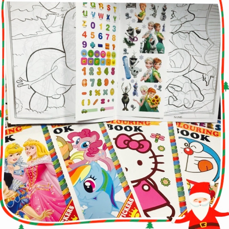 สมุดระบายสีมีสติกเกอร์ดิสนีย์  sticker coloring book สมุดระบายสีเจ้าหญิง สมุดระบายสีdisney