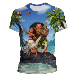 เสื้อยืดแขนสั้น พิมพ์ลายการ์ตูนภาพยนตร์ Moana 3 มิติ แฟชั่นฤดูร้อน สําหรับเด็กผู้ชาย และผู้หญิง