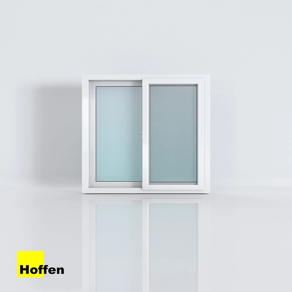 HOFFEN หน้าต่างบานเลื่อน หน้าต่างกระจกเขียวใส uPVC รุ่น Trendy วงกบ 6 ซม.