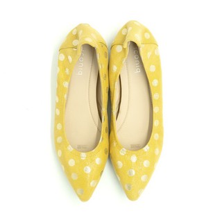 รองเท้าหนังแกะ ICONIQ รุ่น Candy Comfy Flat in Yellow Dotted Champagne Gold