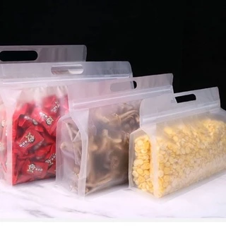 (50ใบ)G1-G2 ถุงซิปแนวนอนมีหูหิ้ว ขยายข้าง สีใส สีขุ่น สำหรับใส่อาหาร และอื่นๆ