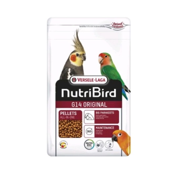 NutriBird G14 Tropican เม็ดสี  สำหรับนก คอนนัวร์ ค็อกคาเท็ล ริงเน็ค แพ็คเก็จ 1 K.G