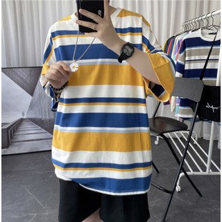 พร้อมส่ง 🔥 เสื้อลายทาง เสื้อยืดเกาหลี เสื้อยืดคอกลม 👕👚