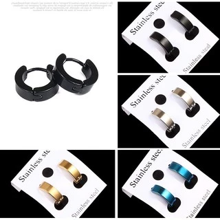 ต่างหู ตุ้มหู จิว ต่างหูผู้ชาย Punk Men Stainless Steel Hoop Piercing Round Earrings for Women Men 1 คู่