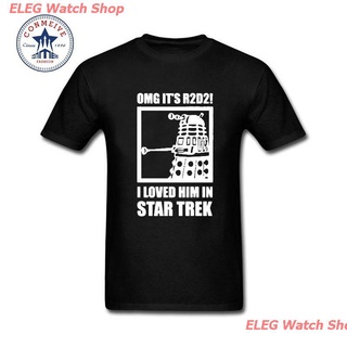 เสื้อยืดลำลอง T-Shirt Men Tee OMG This Is R2D2 Dalek Star Wars Who Trek Cotton T-Shirt_z36 Sports T-shirt