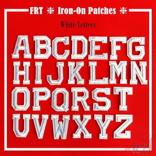 ☸ Black &amp; White Letters：White Letter Iron-on Patch ☸ 1Pc Diy Sew on Iron on Badges Patches