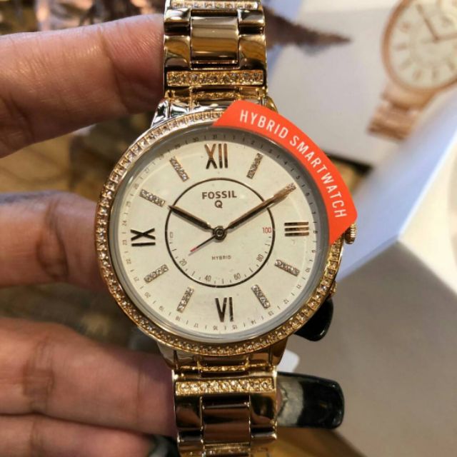 Fossil  Q Women's Virginia Stainless Steel Hybrid Smartwatch, Color: Rose Gold-Tone FTW5010