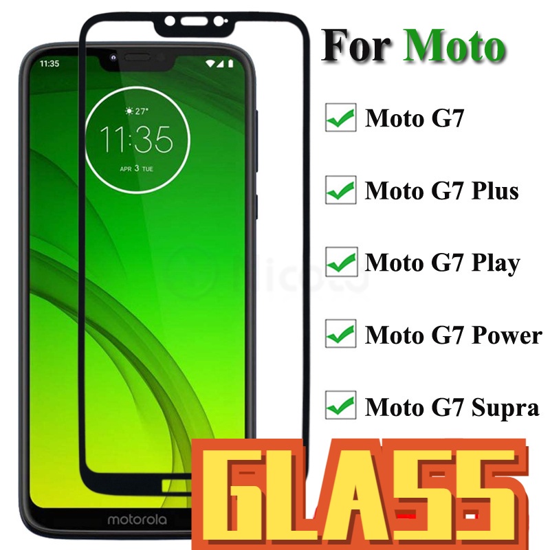 ฟิล์มกระจกนิรภัยกันรอยหน้าจอ แบบเต็มจอ สําหรับ Motorola Moto G7 Plus Power Play Supra 9H