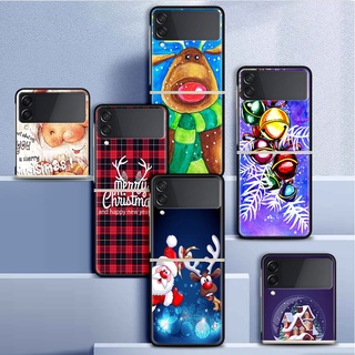 เคสมือถือ แบบแข็ง ลาย Merry Christmas กันกระแทก สําหรับ Samsung Galaxy Z Flip 3 Flip4 5G 6.7 นิ้ว ZFlip Flip 4 5G