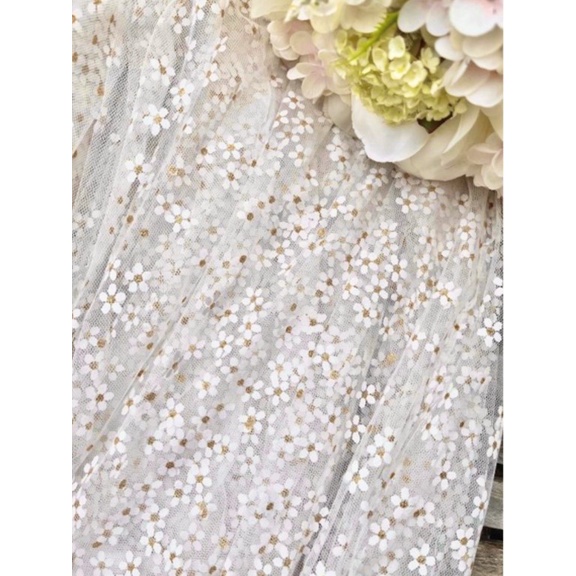 🔥เติม🔥 ผ้ามุ้ง ผ้าตาข่าย ฉากถ่ายสินค้า พร๊อพถ่ายสินค้า ลายดอกเดซี่ หน้ากว้าง 150Cm ผ้าเมตร ราคาต่อหลา มุ้งเดซี่ ซากุระ