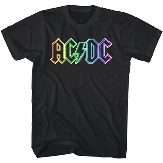 เสื้อยืด ผ้าฝ้ายนีออน พิมพ์ลายอัลบั้ม Acdc สีรุ้ง แฟชั่นสําหรับผู้ชาย 2022