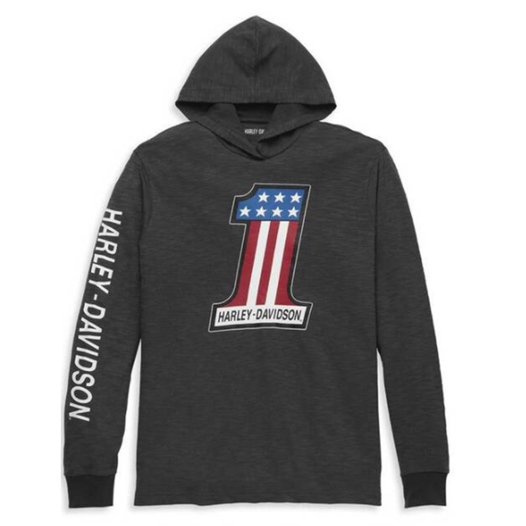 เสื้อฮู๊ดลิขสิทธิ์แท้ HARLEY-DAVIDSON Men's Jersey Hooded Graphic Shirt