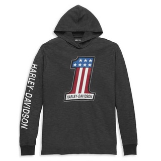 เสื้อฮู๊ดลิขสิทธิ์แท้ HARLEY-DAVIDSON Mens Jersey Hooded Graphic Shirt