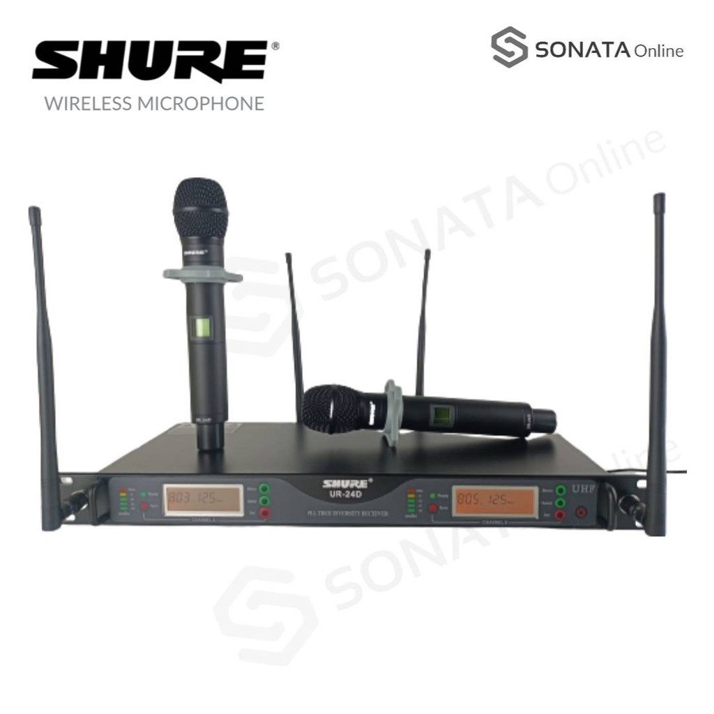 Shure UR-24D คลื่นความถี่ UHF 4 เสา เสียงดีๆเสียงใสๆ สัญญาณไมค์แรงๆ รับส่งสัญญาณได้ไกล คลื่นใหม่ 803