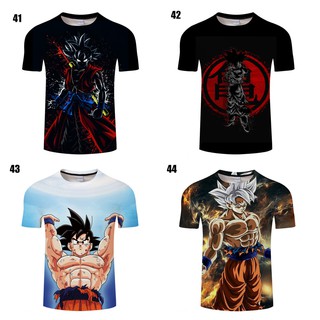 เสื้อยืดลําลองสําหรับผู้ชายแขนสั้นพิมพ์ลาย Dragon Ball 3D