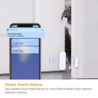 Tuya WiFi Door Sensor D01 D06 (No Hub) เซ็นเซอร์ประตู หน้าต่าง ลิ้นชักตู้ แจ้งเตือนผ่านมือถือ