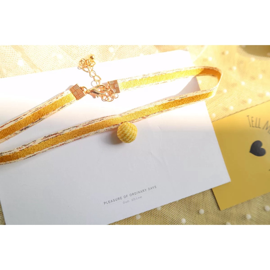 เครื่องประดับ สร้อยคอโชคเกอร์ สีเหลือง แฟชั่นฤดูใบไม้ผลิ และฤดูร้อน สไตล์ญี่ปุ่น สําหรับผู้หญิง