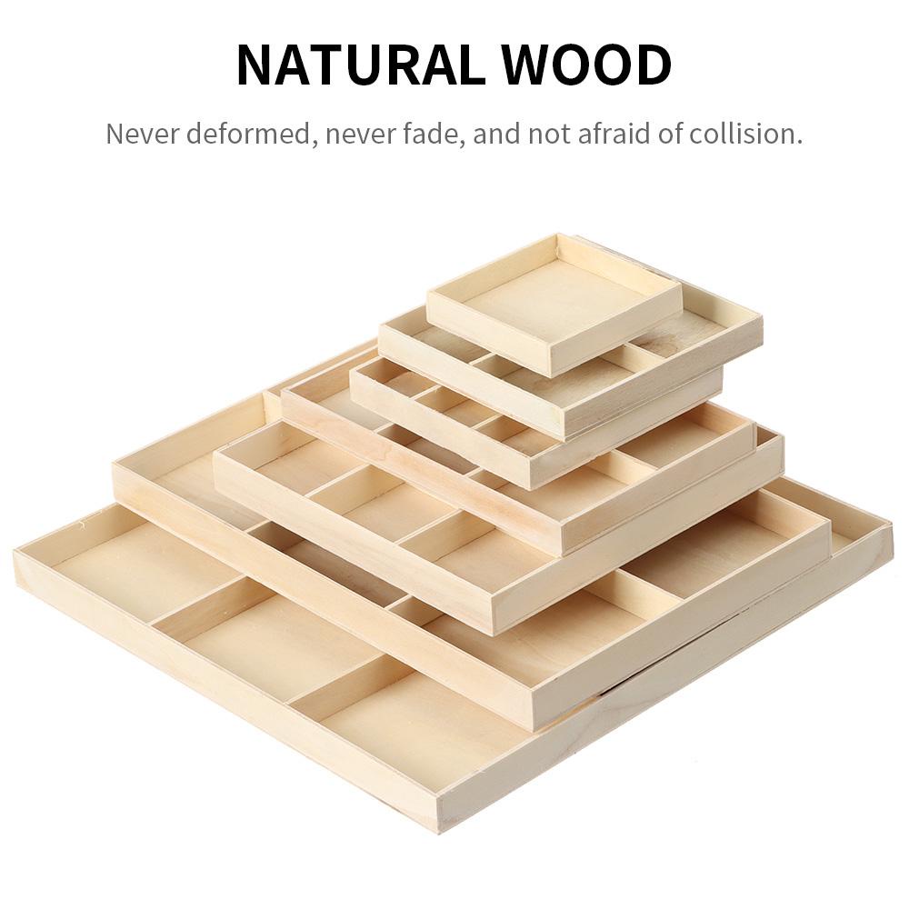 Lisar กระถางดอกไม้ไม้ถาดเครื่องสําอางเครื่องมือจัดเก็บเครื่องประดับแสดงพาเลทแบ่งลิ้นชัก Desktop Organizer - รูปที่ 3