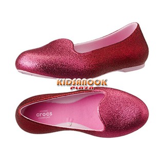 [แท้]CRC28 รองเท้า Crocs รุ่น Eve Sparkle Flat รองเท้าคัทชูกากเพชรสีชมพู น้ำหนักเบา ใส่สบาย