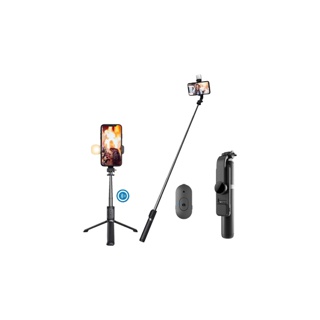 [ไม้เซลฟี่มีไฟ] ไม้เซลฟี่ ไม้กันสั่น ขาตั้งโทรศัพท์ ขาตั้งอเนกประสงค์ หมุนได้ 360º พร้อมรีโมทบลูทูธ ไฟ LED รุ่น Q02S