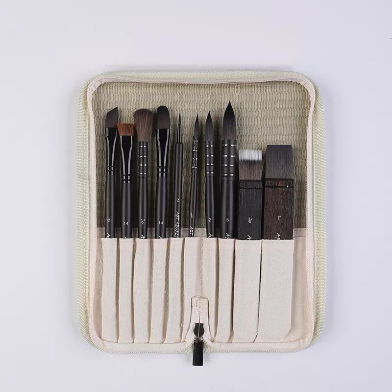 เซ็ทพู่กันเกาหลี ArtSecret 999 กระเป๋าสานขนกระรอก/ขนม้า Watercolor Brush Set10 squir/hrse hair brush