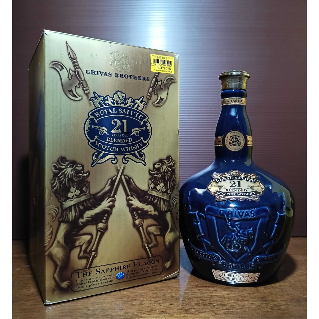 Used Royal Salute 21 The Sapphire Flagon ขวด 1 ลิตร + กล่อง