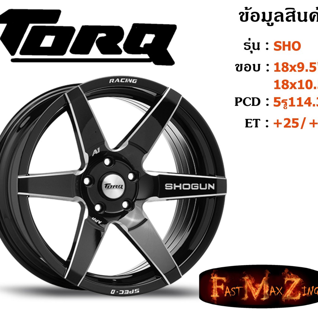 TORQ Wheel SHO ขอบ 18x9.5"/10.5" 5รู114.3 ET+25/+30 สีBKW ล้อแม็ก ทอล์ค torq18 แม็กรถยนต์ขอบ18
