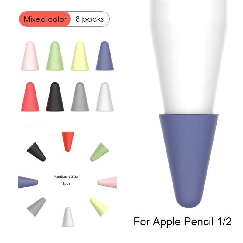 เคสปากกาสไตลัส ซิลิโคน สีแคนดี้ สําหรับ Apple iPad Pencil Gen 1 2 8 ชิ้น