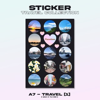 สติ๊กเกอร์ สติ๊กเกอร์ไดคัท Travel Collection - ไซส์เล็ก A7 เนื้อPP ผิวด้าน กันน้ำ-ผลิตที่ร้านไทย - สติ๊กเกอร์ท่องเที่ยว