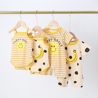 Mybabylive เสื้อผ้าเด็กแรกเกิด romper เด็กแขน Strappy อินเทอร์เน็ตยอดนิยมฤดูร้อน jumpsuit เด็กทารกเด็กผู้หญิงจุดกล้วยลายหน้ายิ้มแขวนรุ่นเสื้อกั๊กเสื้อผ้า