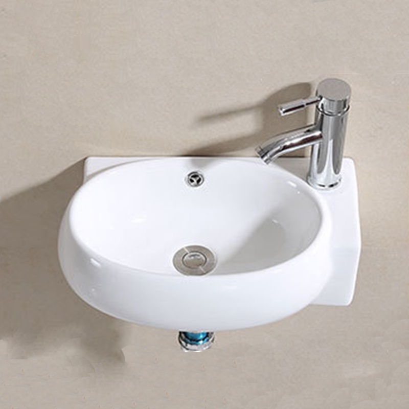 อ่างล้างหน้า อ่างล้างมือ วัสดุเซรามิค แบบแขวนลอย ดีไซน์วงรี ขนาด43x28ซม. ceramic basin รุ่น Bas-C6