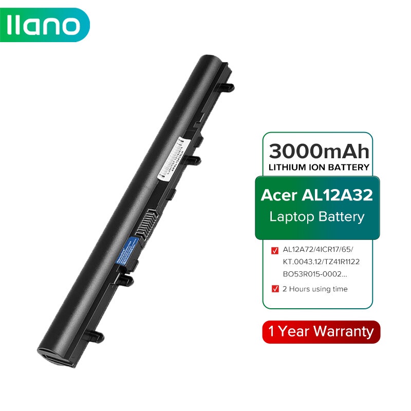 llano Acer AL12A32 Laptop Battery 3000mAh 4-Cell Battery for ACER AL12A72 MS2360 V5-471G V5-431 551 571G Laptop etc.