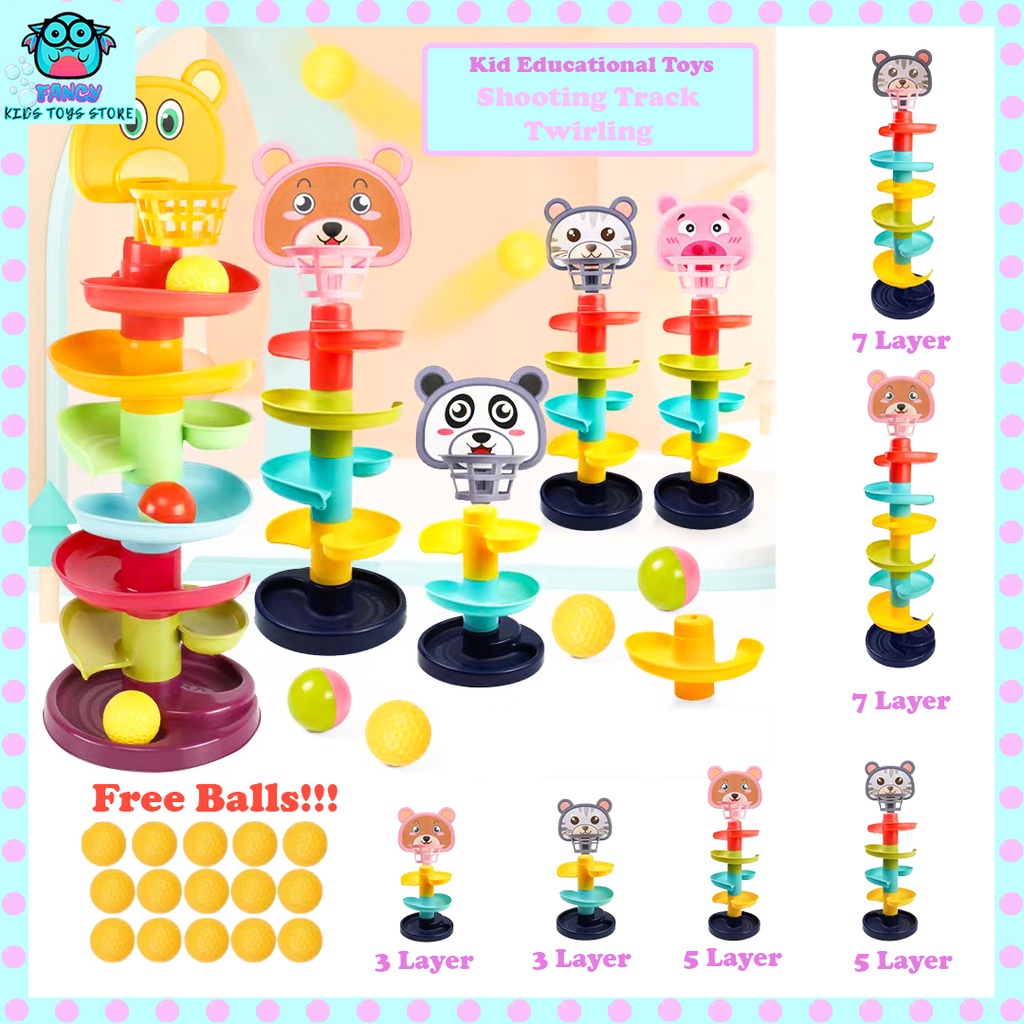 FANCY ของเล่นเด็ก Rolling Slide Ball Stack Tower Baby Early Educational ของเล่นน่ารัก Fun Ball Monte