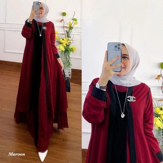 Kiara SET ชุดเดรส วัสดุ CERUTY BABYDOLL PLUS ROMPI สามารถใช้ได้กับ Gamis ผู้หญิง + เสื้อคลุมผู้หญิงมุสลิม แยกส่วนด้านนอก 2IN1 เกมล่าสุด