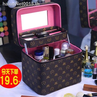 Cosmetic storage box∋[ขายต่อเนื่อง] [กระเป๋าเครื่องสำอางสองชั้น] กล่องใส่เครื่องสำอางแบบพกพาความจุขนาดใหญ่ของเกาหลีหลายชั้นขนาดใหญ่ &lt;