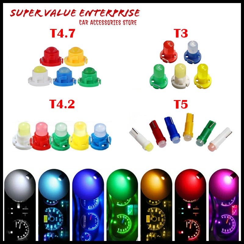 1 ชิ้น T5 T4.7 T4.2 T3 หลอดไฟ LED เมตรหลอดไฟเครื่องมือแดชบอร์ดรถเมตรหลอดไฟ LED Aksesori Lampu Kereta