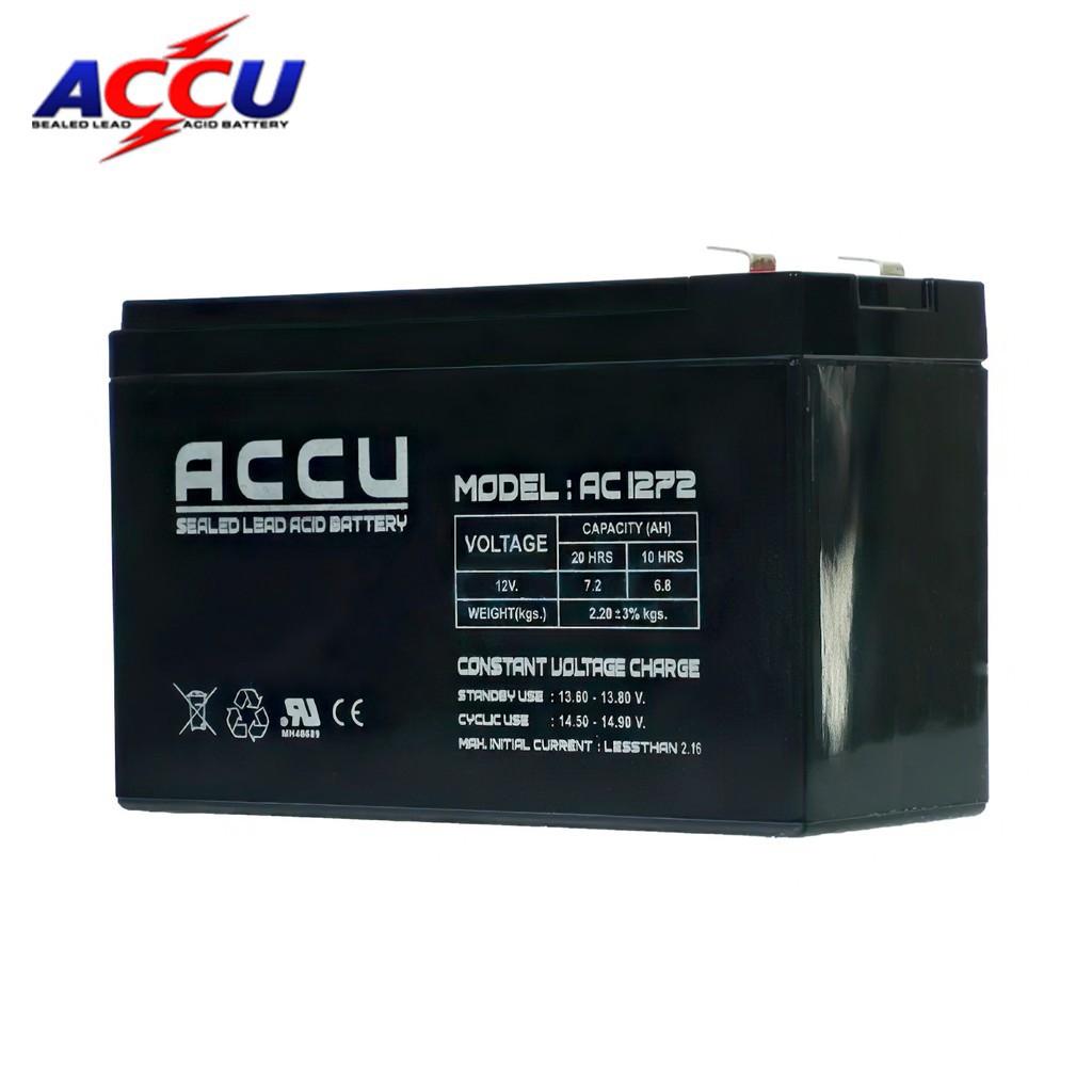 ACCU Battery 7.2Ah 12V สำหรับเครื่องสำรองไฟฟ้า UPS (By CKT)