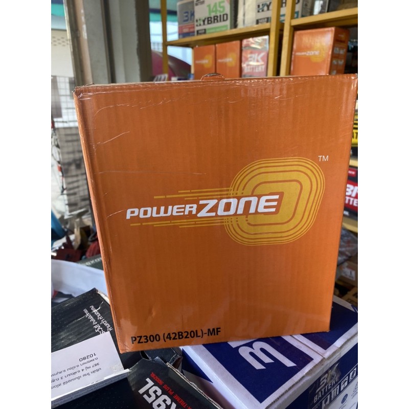 แบตเตอรี่รถเก๋ง40แอมป์ แบบแห้ง ยี่ห้อ Power zone โรงงานเดียวกับ Amaron รุ่น 42B20L พร้อมใช้