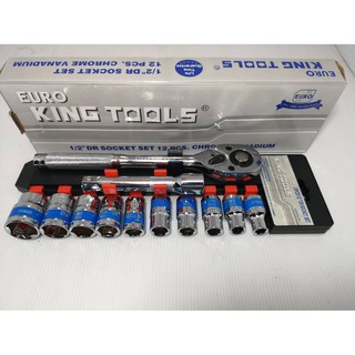 EURO KING TOOLS ชุดเครื่องมือประแจชุดบล็อก12 ชิ้น ขนาด 1/2 (4หุน) ของแท้ มีใบรับรองสินค้าของแท้!! ส่งฟรี!!!