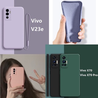 Jelly silicone เคส Vivo V23e V20 Pro V21 Soft Case+Lanyard เคสซิลิโคน Vivo V21 X70 Pro Soft Cover Vivo V23e เคสโทรศัพท์