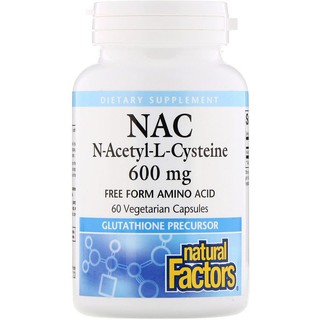 Natural Factors, NAC N-Acetyl-L-Cysteine, 600 mg, 60 Vegetarian Capsules