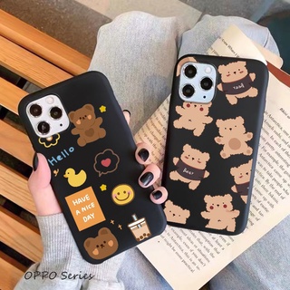 เคสโทรศัพท์แบบด้าน OPPO A37 A39 A57 A59 A59S A71 A77 A83 A1 F1S F3 F5 F7 F9 F11 Pro ปลอกโทรศัพท์แบบนิ่ม คุกกี้หมี-2