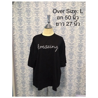 เสื้อยืดสีดำ โอเวอร์ไซต์ over size แบรนด์SHEIN แท้ ของใหม่ พร้อมส่ง