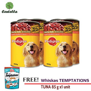 Pedigree DOGFOOD STU BEEF 400 g x1 can Free Whiskas TEMPTATIONS TUNA 85 g x1 unit