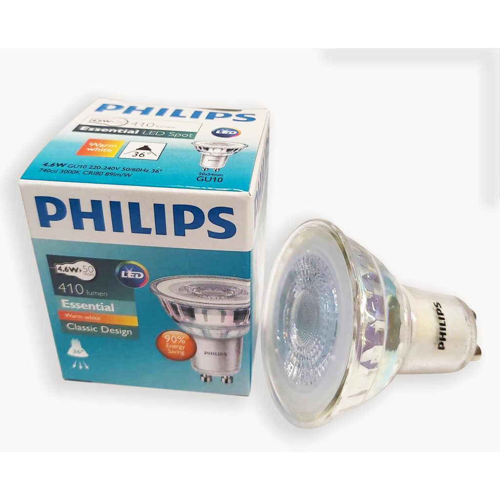 Philips Essential LED 4.6-50W GU10 830 36D